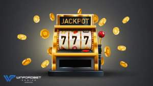 an animated classic slot machine that hits a jackpot and a lot of coins